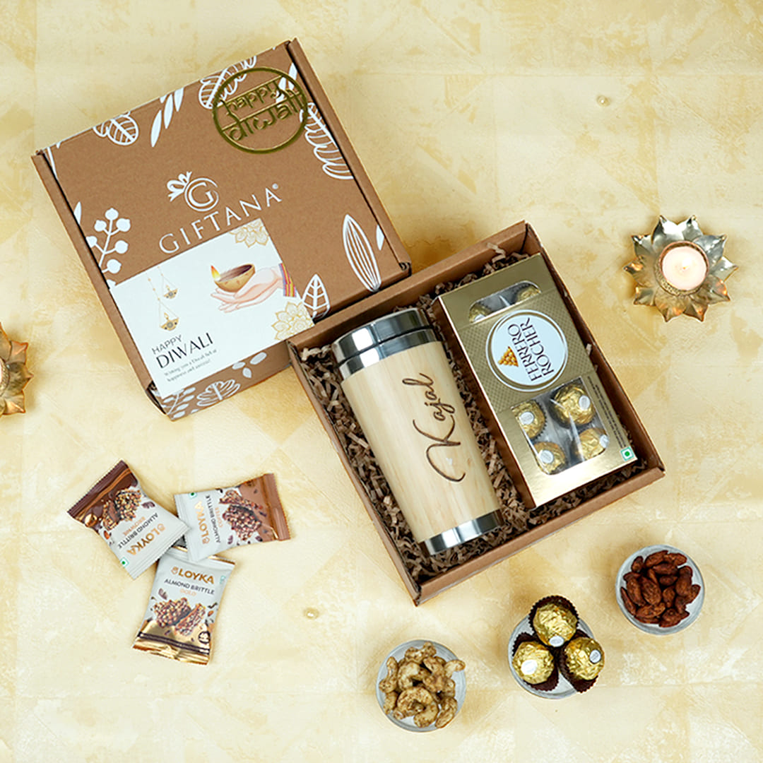 Premium Corporate Diwali Hamper - Bamboo Bottle & Dry Fruits